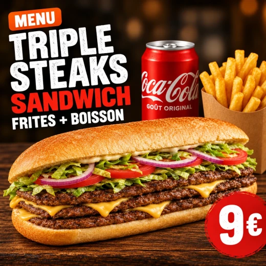 Menu Sandwich Triple Steaks